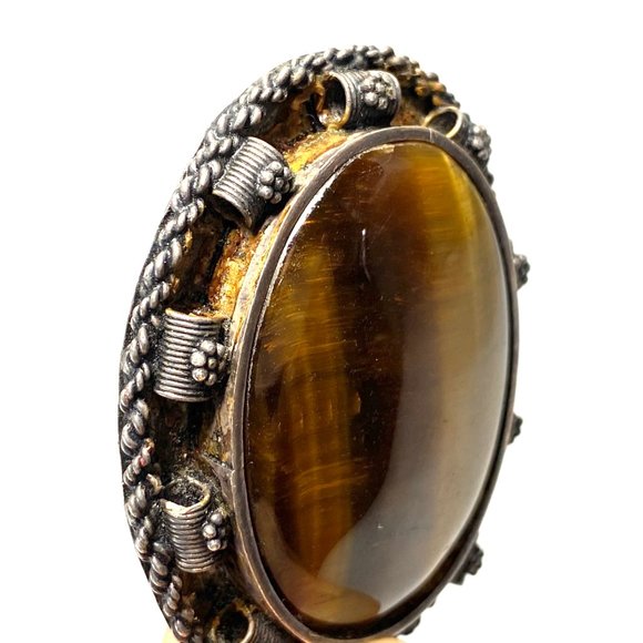 MCM Made in Israel Sterling 925 Tigers Eye Pendant - Picture 2 of 3